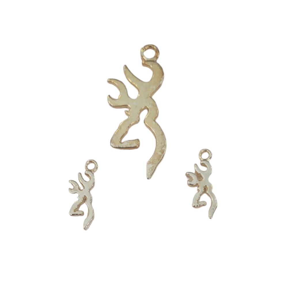 3 Piece Silver Browning Deer Charms for Jewelry Making